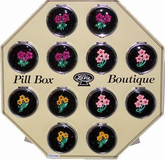 Pill Box - Black Flower #4595